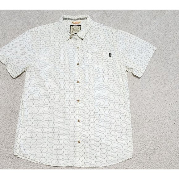 Dravus Men's White Button Up Short Sleeve Shirt Collared Geometric‎ Size XL - Picture 6 of 11